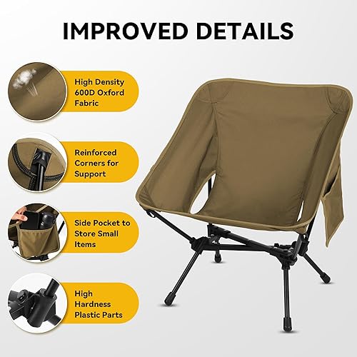 Miniatura 5 de Silla de camping ligera, silla plegable portátil, silla de camping compacta con bolsa de transporte para campamento al aire libre, senderismo,