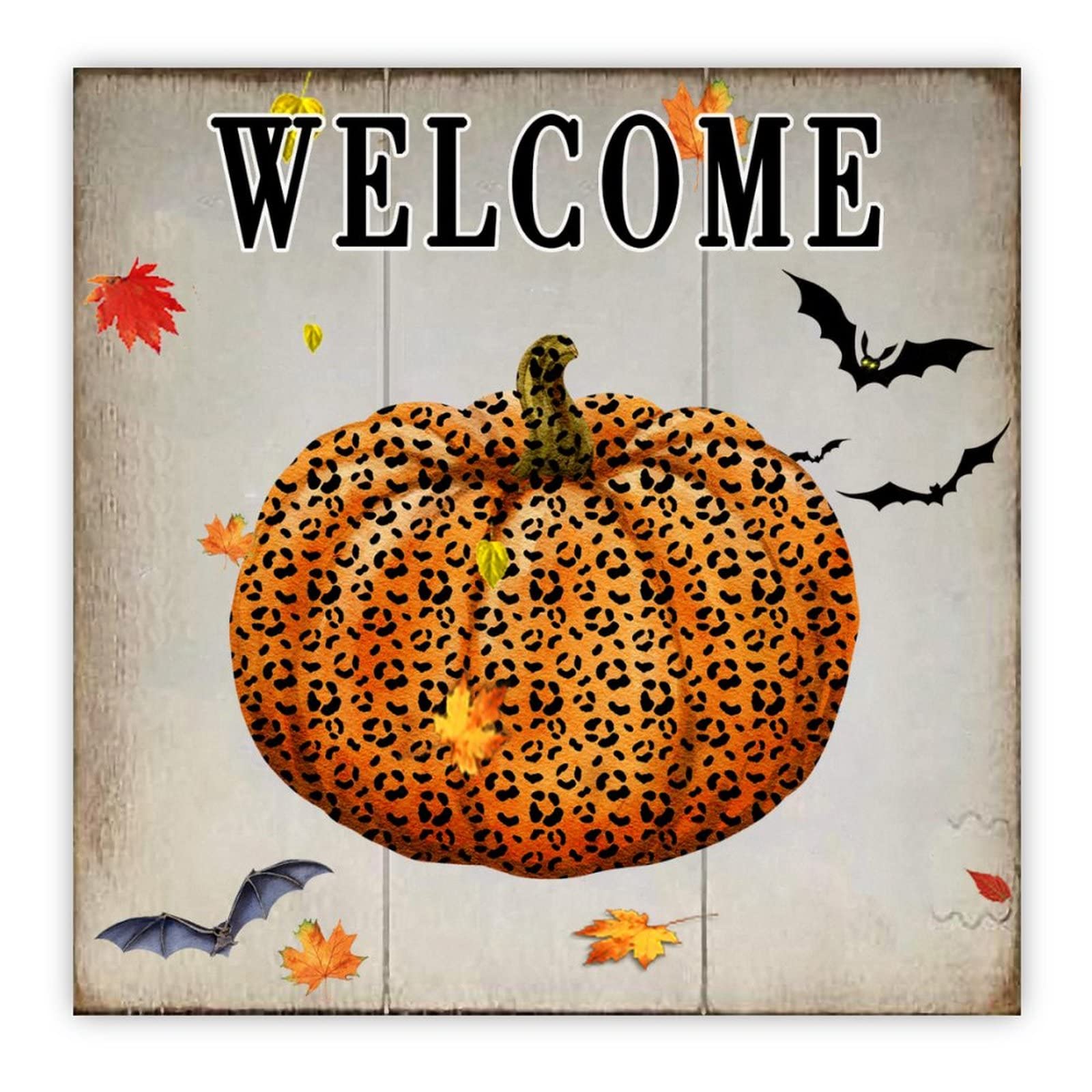 Décoration murale bois Halloween Eat Boo panneau de bienvenue suspendu rétro