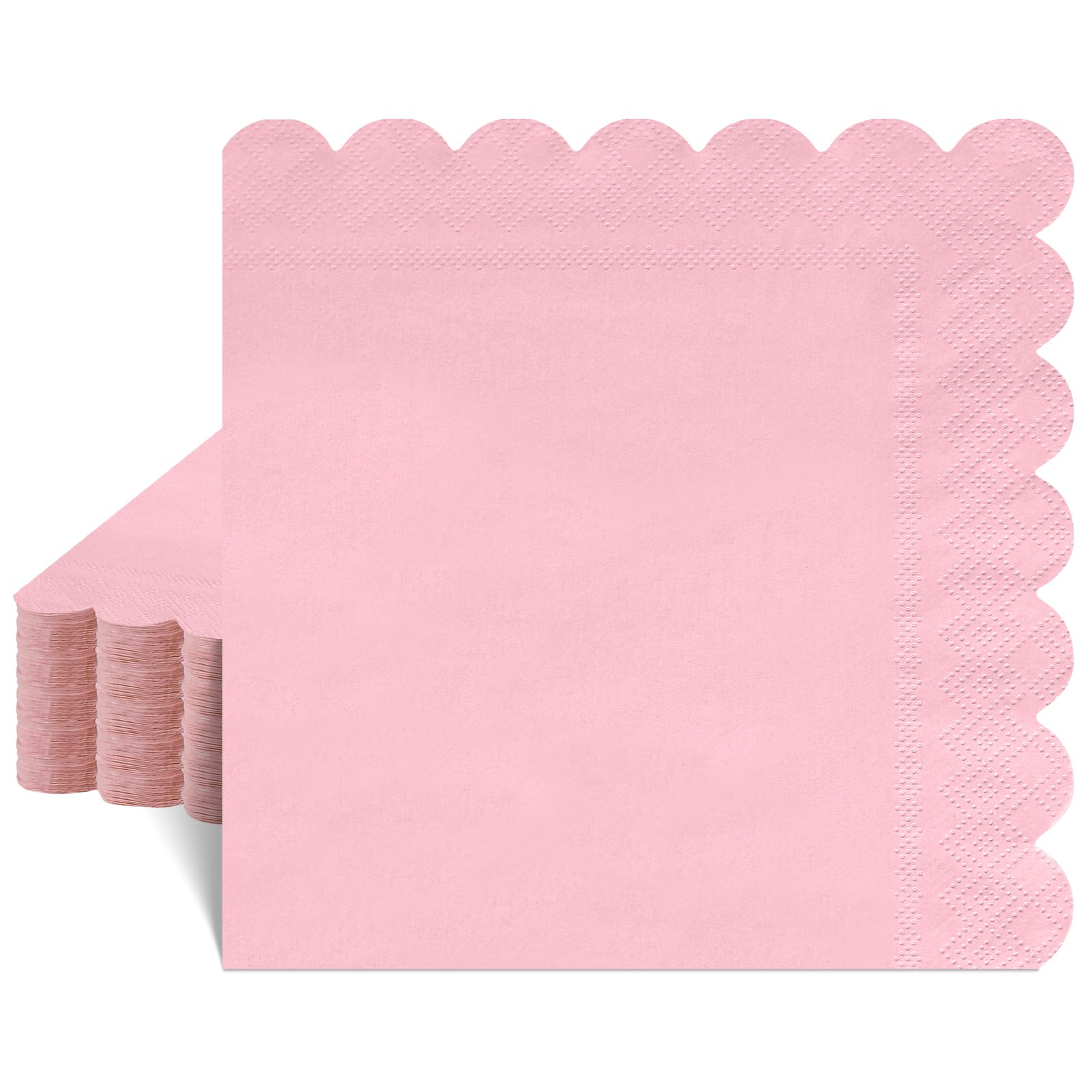 40 Stück Servietten Rosa 33 x 33 cm, 2-Lagige Gewellt Hellrosa Servietten Einweg Cocktailservietten Rosa Papierservietten für Geburtstag Babypartys Hochzeiten Party Muttertag