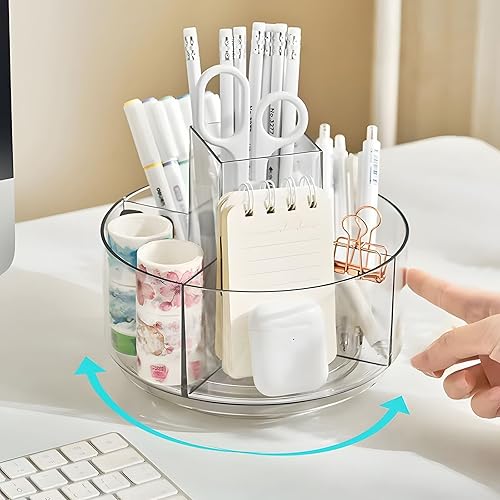 Miniatura 6 de Organizador de maquillaje giratorio de 360 para tocador, mostrador de baño, vitrina giratoria de cosméticos con soporte de 5 compartimentos para