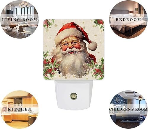 Miniatura 5 de Luces nocturnas de Navidad enchufables a la pared, luz nocturna vintage de Santa Claus con sensor de luz del atardecer al amanecer, luz nocturna LED