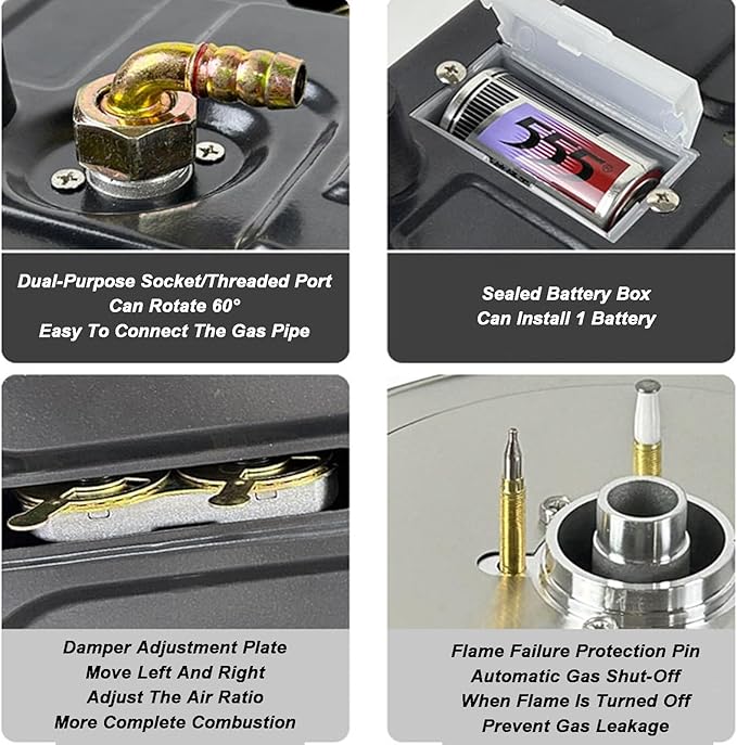 Estufa de Gas 1 Puesto, Acero Inoxidable, Empotrable, Convertible GN/GLP miniatura 8