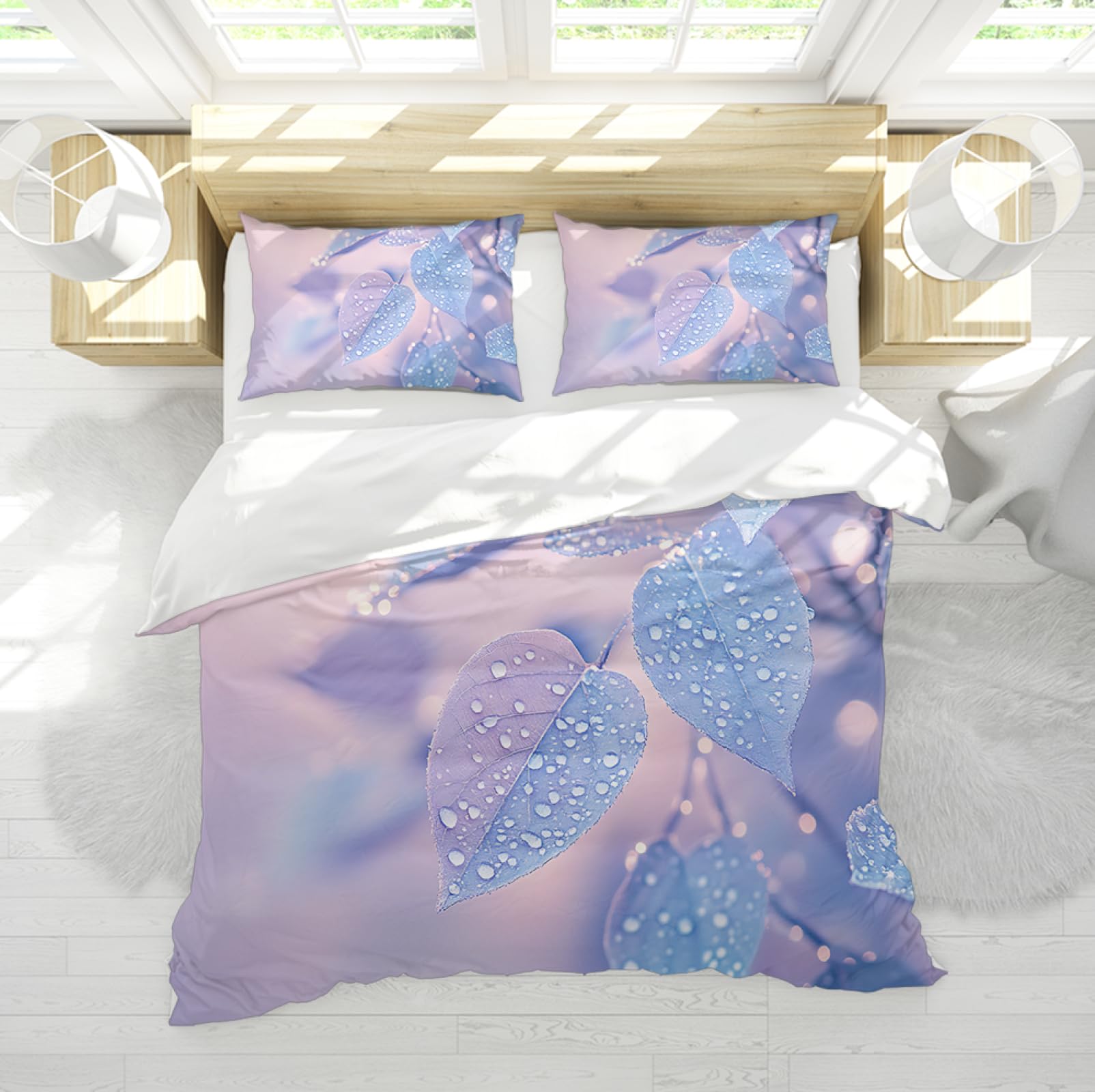 Housse de couette violette rêve et imprimés botaniques pour des nuits douces emplies de sérénité