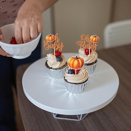 Miniatura 4 de Paquete de 30 adornos para cupcakes de calabaza Oh Baby con purpurina para cosecha de otoño, para Acción de Gracias, baby shower, decoración de