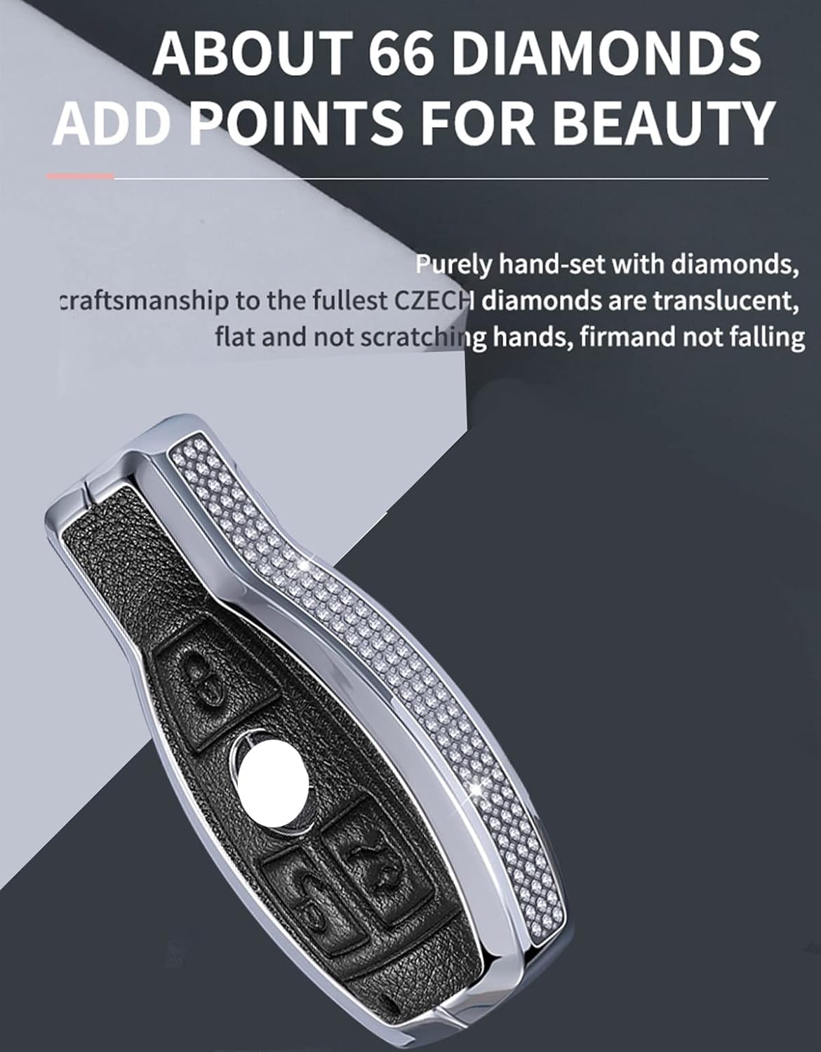 ontto 3-Button Rhinestone Crystal Car Key Cover Fit for Mercedes-Benz A Class B C E S G M V Class CLA CLS GLA GLC GLE GLK GL GLS SL SLK SLC Viano Smart Remote Key Fob Case Holder Black