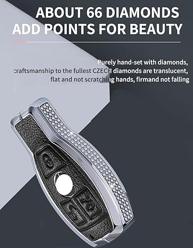 Miniatura 3 de ontto Funda de cuero para llavero de automóvil con 2 botones para Mercedes-Benz A Class B C E S G M V Class CLA CLS GLA GLC GLE GLK GL GLS SL SLK