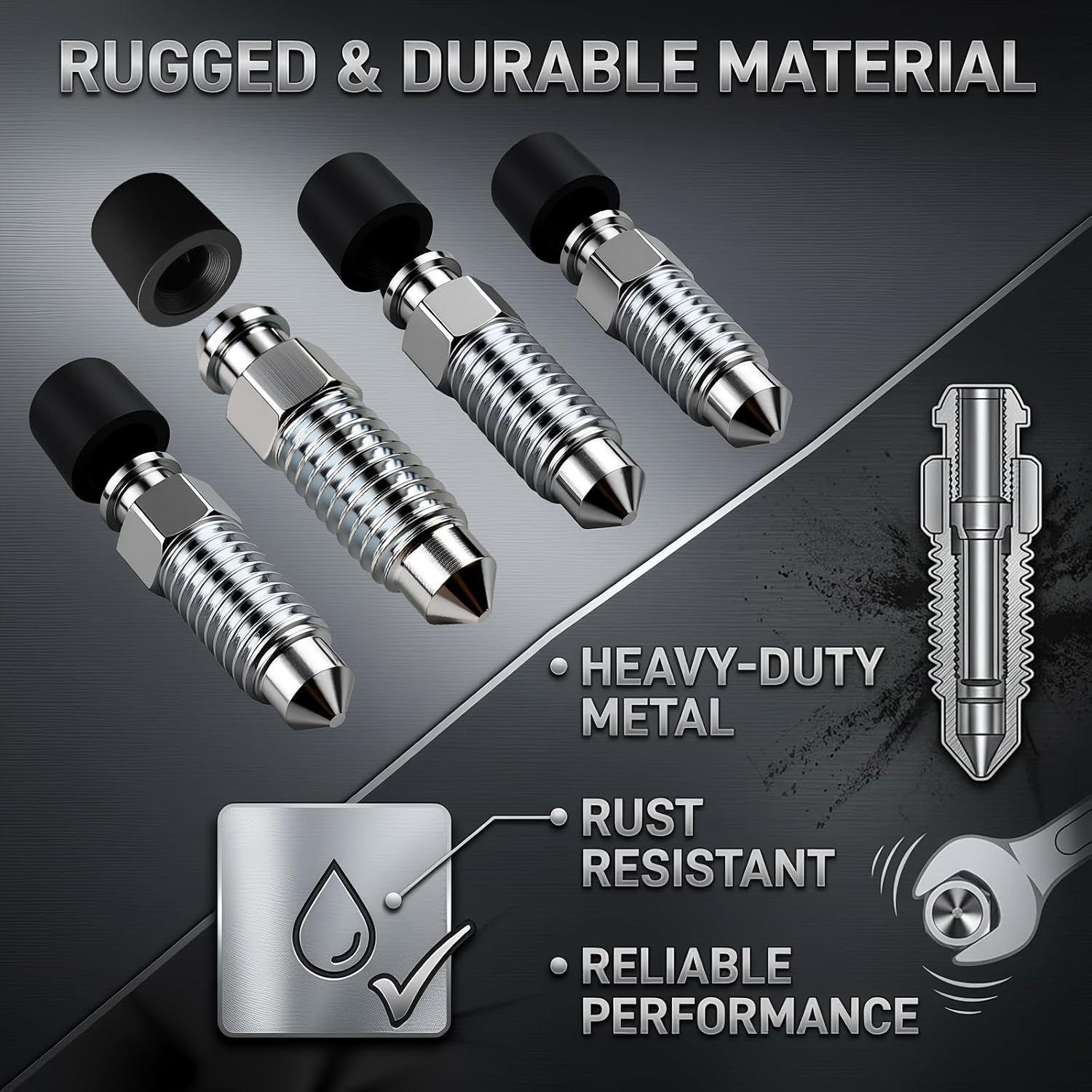 M8x1.25-28mm 4PCS Brake Bleeder Screw,Sturdy Brake Bleeder Valve with Brakes Bleeders Caps for Quick Air Bleeding,Bleeders Screw for Repair and Replacement of Brakes Systems in Vehicles