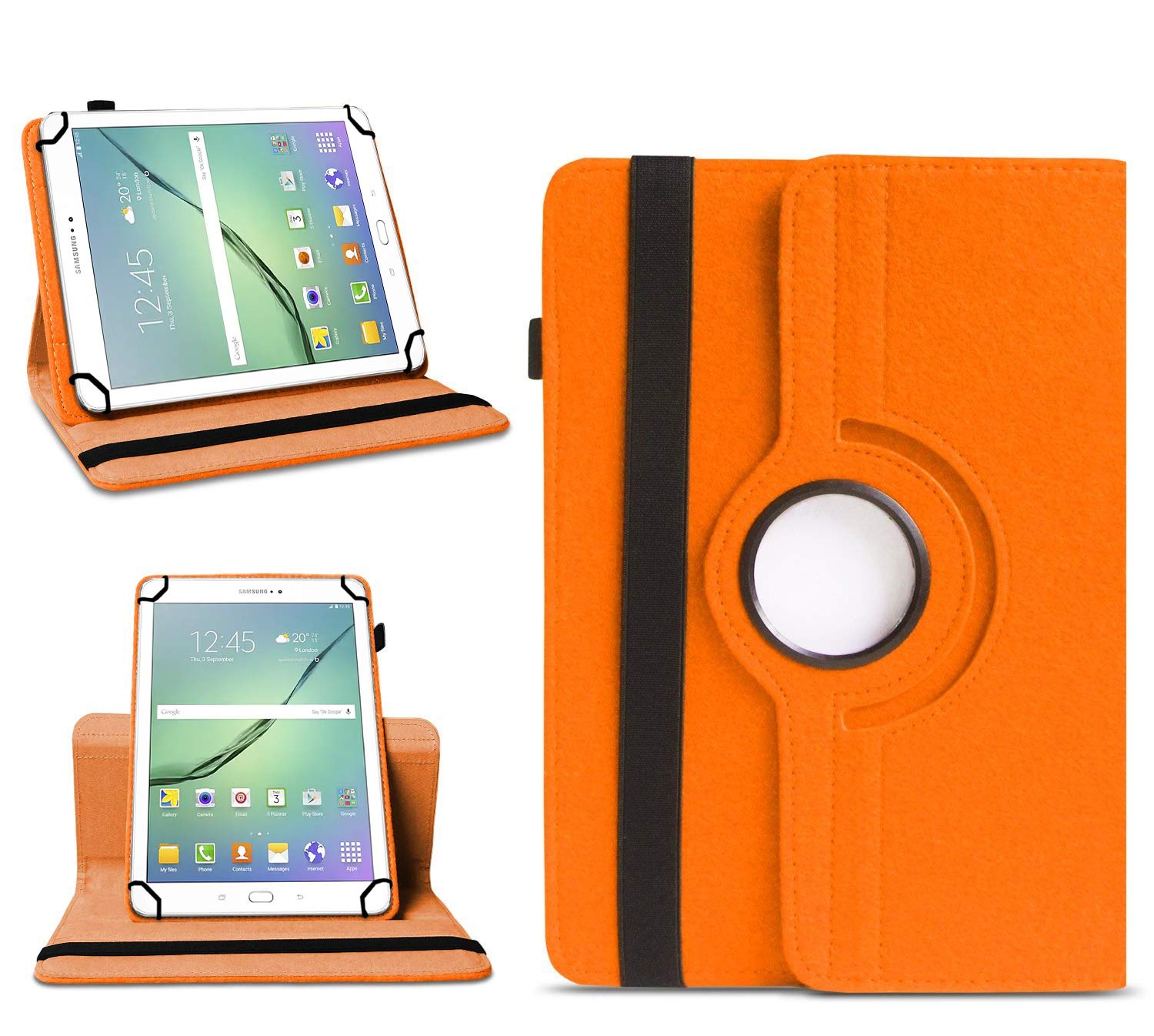 TGK 360 Degree Rotating Universal 3 Camera Hole Leather Stand Case Cover for Samsung Galaxy Tab S2 9.7" SM-T810 / LTE SM-T815 / T813 / T819 - Orange