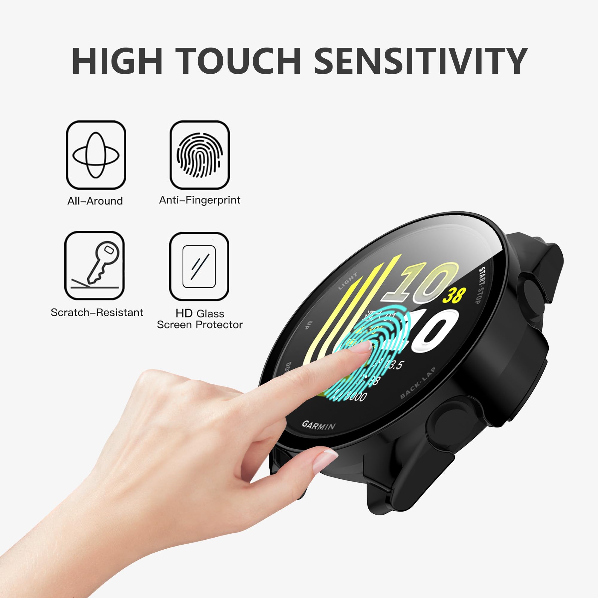 Custodia TPU Per Garmin Forerunner 170/70 – Mezza Copertura, Antiurto, Ricarica Senza Rimuovere, Nero