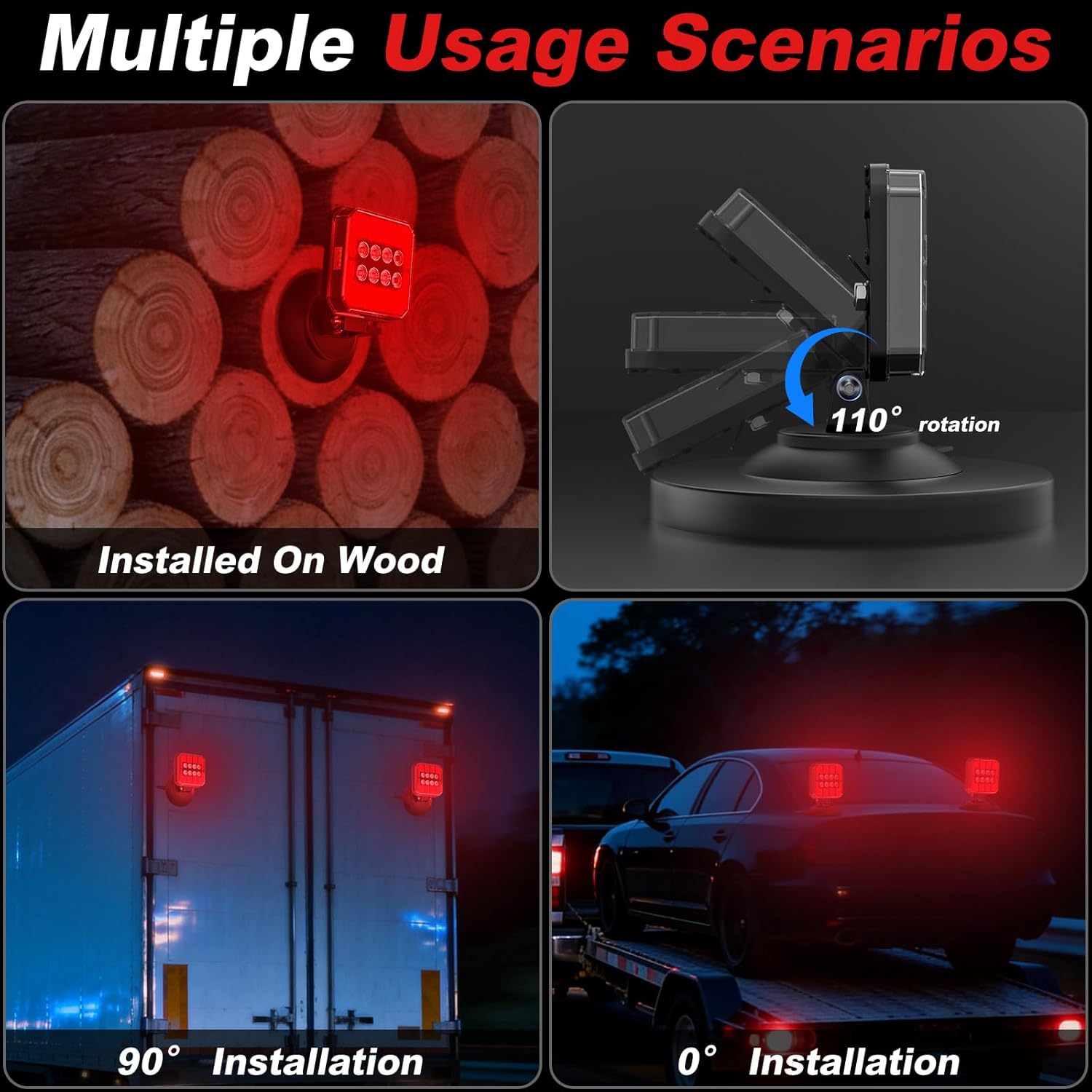 Wireless Trailer Lights Magnetic, Rechargeable Wireless Trailer Lights Kit, Portable LED Trailer Light for Towing Trucks Boat RV Camper, IP67 Waterproof, Battery Level Indicator, Sufficient Brightness