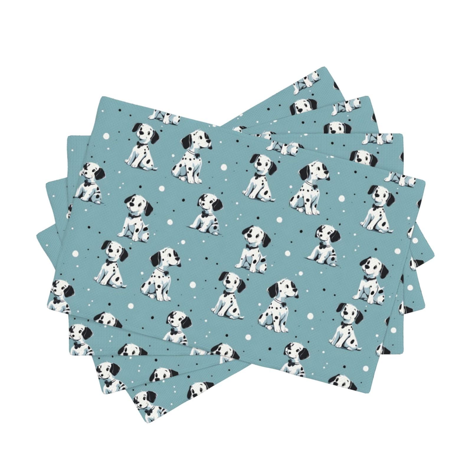 Sets de table chiot à pois lot de 4 en tissu lavable de salle à manger 30x45 cm
