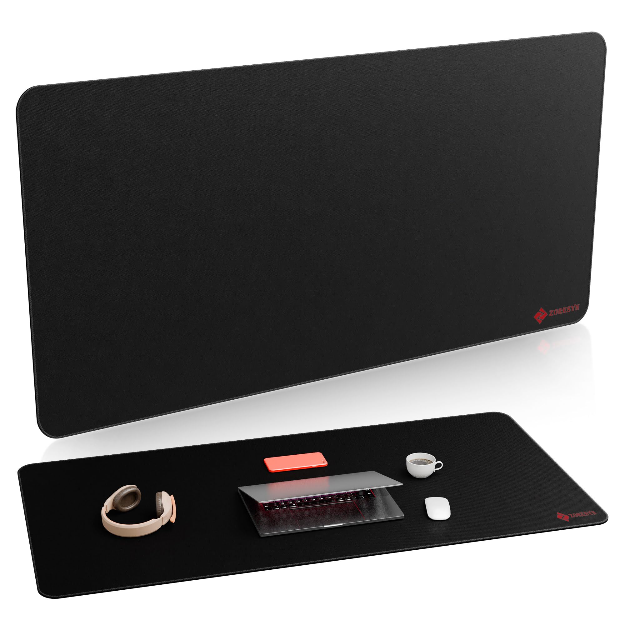 ZORESYN Tappetino da scrivania oversize (120 x 60 cm), tappetino per mouse extra largo per una protezione completa della scrivania, tessuto liscio con perimetro cucito, antiscivolo, per giocatori