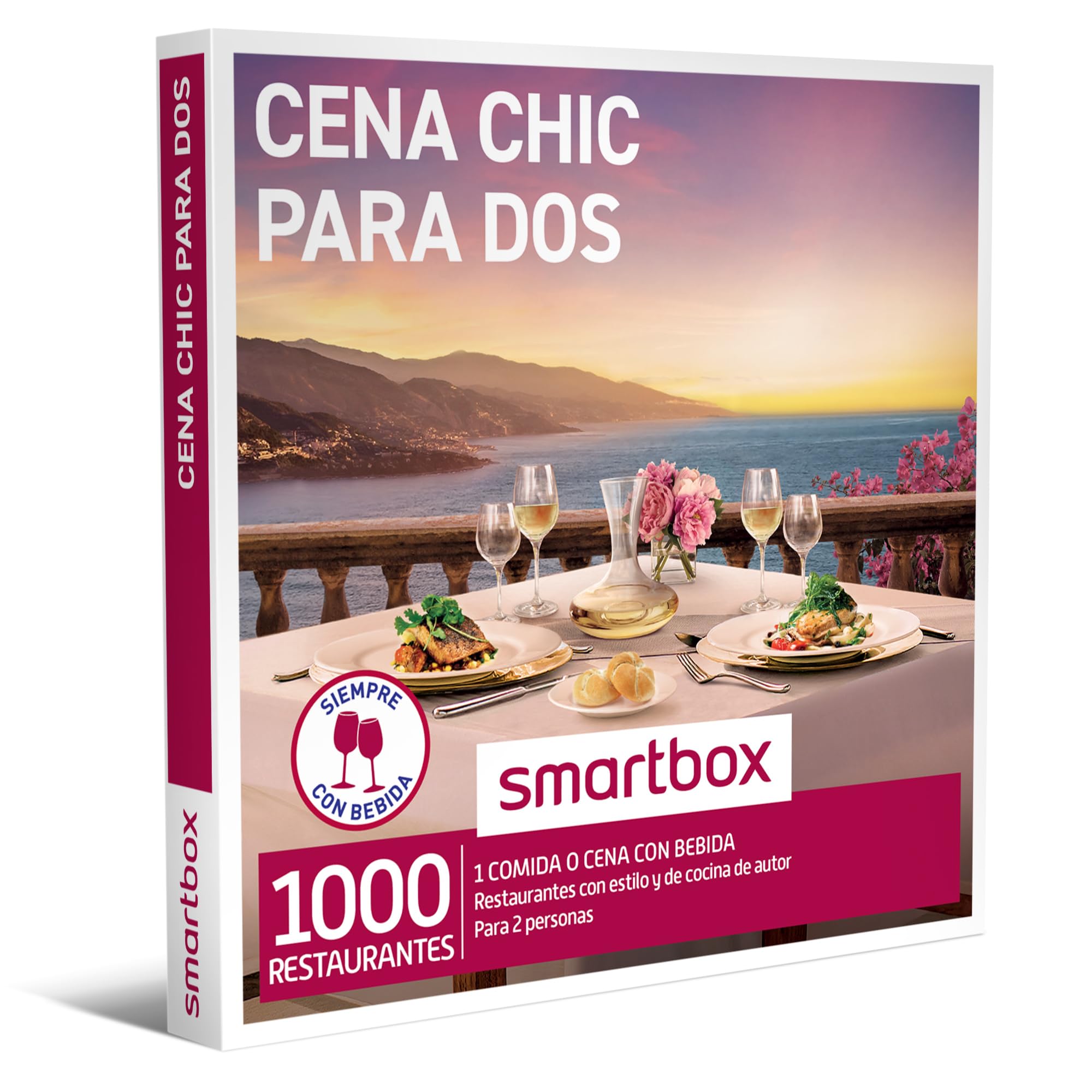 Smartbox - Caja Regalo Cena Chic para Dos - Idea de Regalo para Parejas - 1 Comida o Cena con Bebidas para 2 Personas