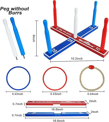 Miniatura 2 de Juego de lanzamiento de anillos de madera de alta calidad, juego de lanzamiento de WIn SPORTS para interiores y exteriores, para niños y adultos,