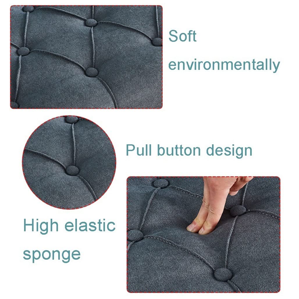 Pouf con bottoni con contenitore in tessuti imbottiti, grande panca portaoggetti per camera da letto, soggiorno, ingresso, panca ottomana portaoggetti con cerniera di sicurezza fino a 350 kg
