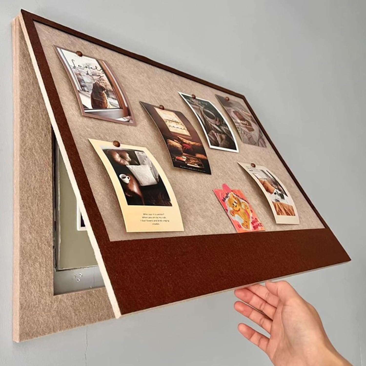 DIY Felt Board Fuse Box Cover - Self-Adhesive Wall Art Decor for Electrical Panel, Stylish Brown Cover Plate for Entrance & Corridor, 23.6 x 15.8 in (W60 x L40 cm)