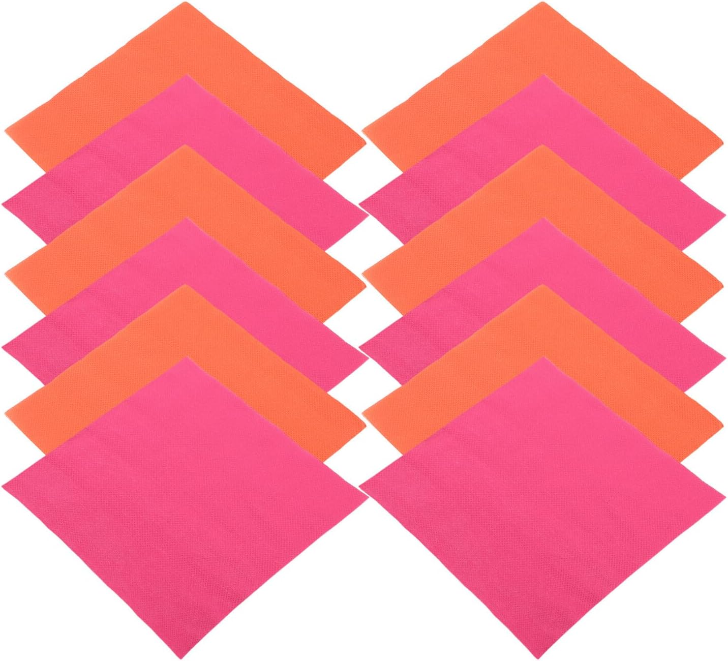 80pcs Disposable Paper Napkins Decorative Party Dinner Hand Towels in Rose Pink and Bright Orange for Birthday Wedding Event Supplies