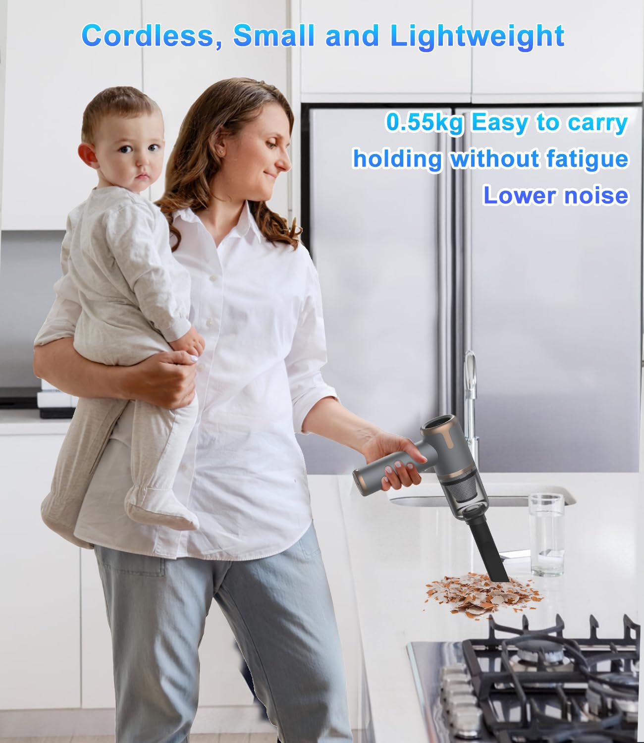 UTEBIT Mini Handstaubsauger, Handstaubsauger kabellos, Druckluft Elektrische Staubgebläse 3-in-1, Tastatur Reinigung, USB Schnellladung 6000PA Mini Staubsauger für Büro, Sofa, Auto zubehör Innenraum
