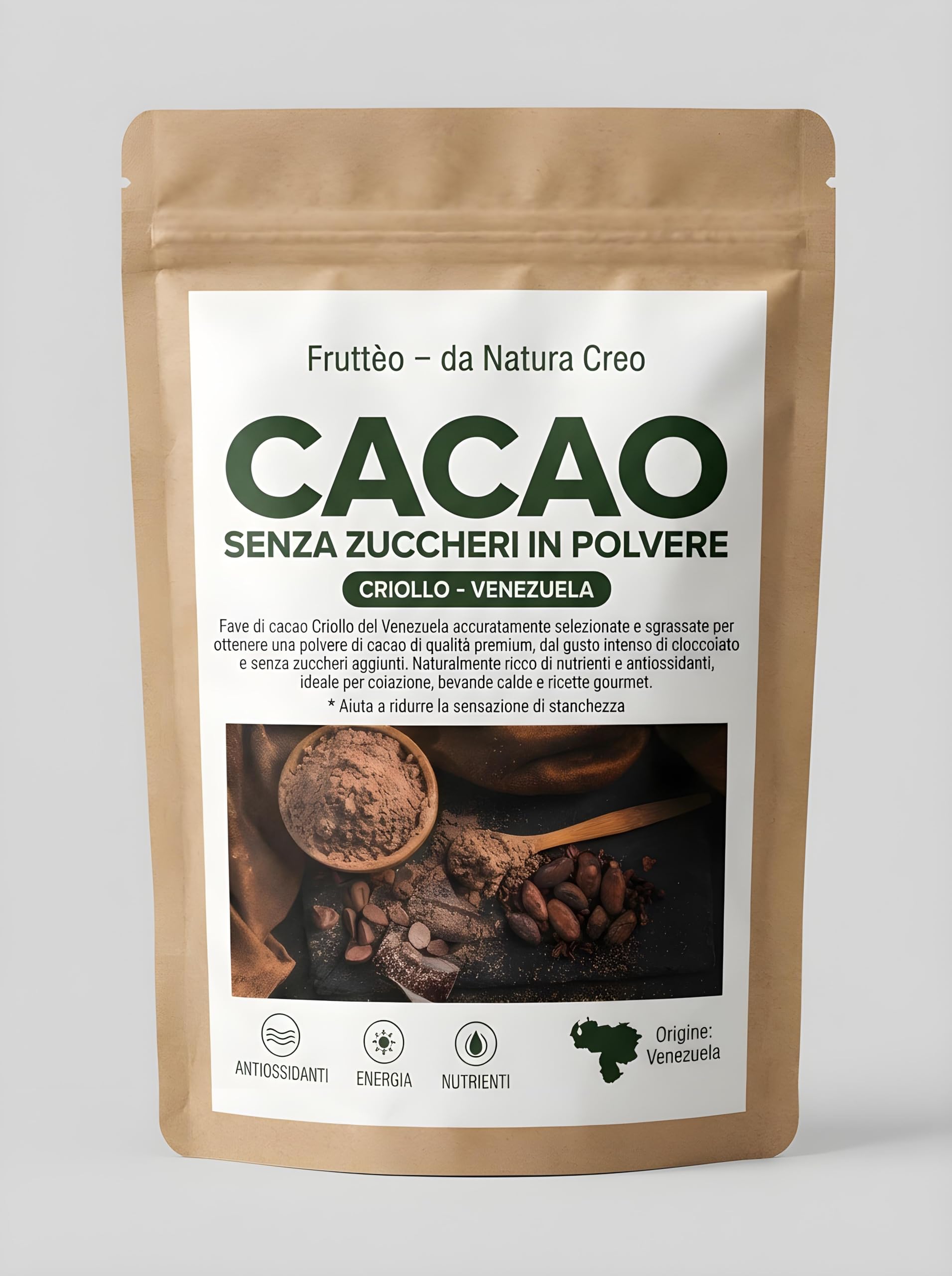 Cacao Amaro in Polvere 1 Kg – Criollo del Venezuela – 100% Puro Senza Zucchero – Gusto Intenso e Corposo – Alcalinizzato – Ideale per Dolci e Cioccolata Calda