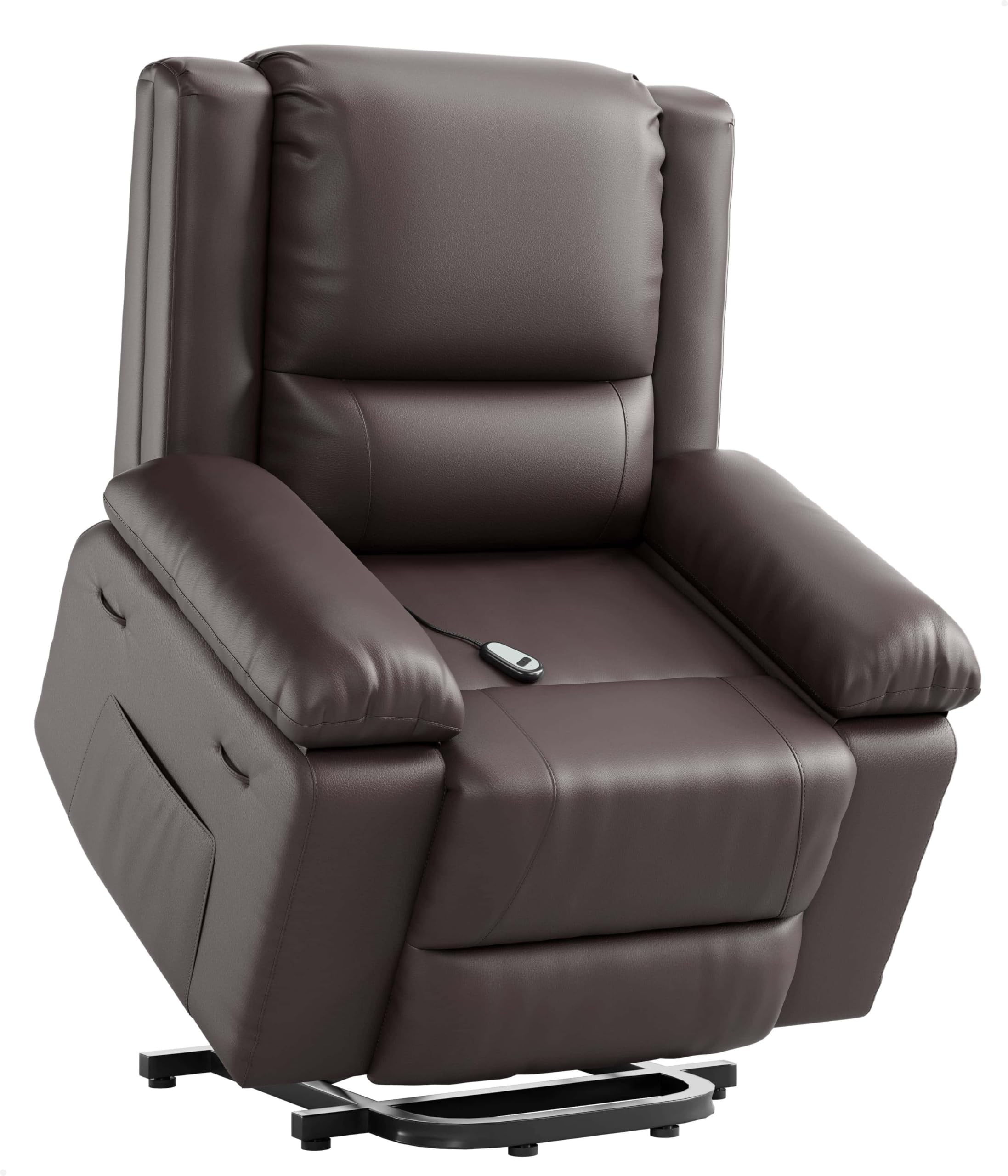 GarveeHome Oversized Wide Power Lift Recliner Chair - Heat and Massage, Adjustable Back and Legs, PU Leather Electric Lift Chair Designed for The Elderly and People with Mobility impaired