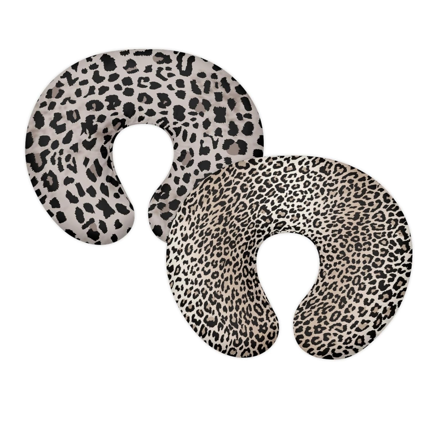 GOSTONG Black Grey Leopard Nursing Pillow Cover Set of 2 Pack Nursing Pillow Slipcovers Ultra Soft Compatible Protectors for Baby Girl Boy Newborn Gifts