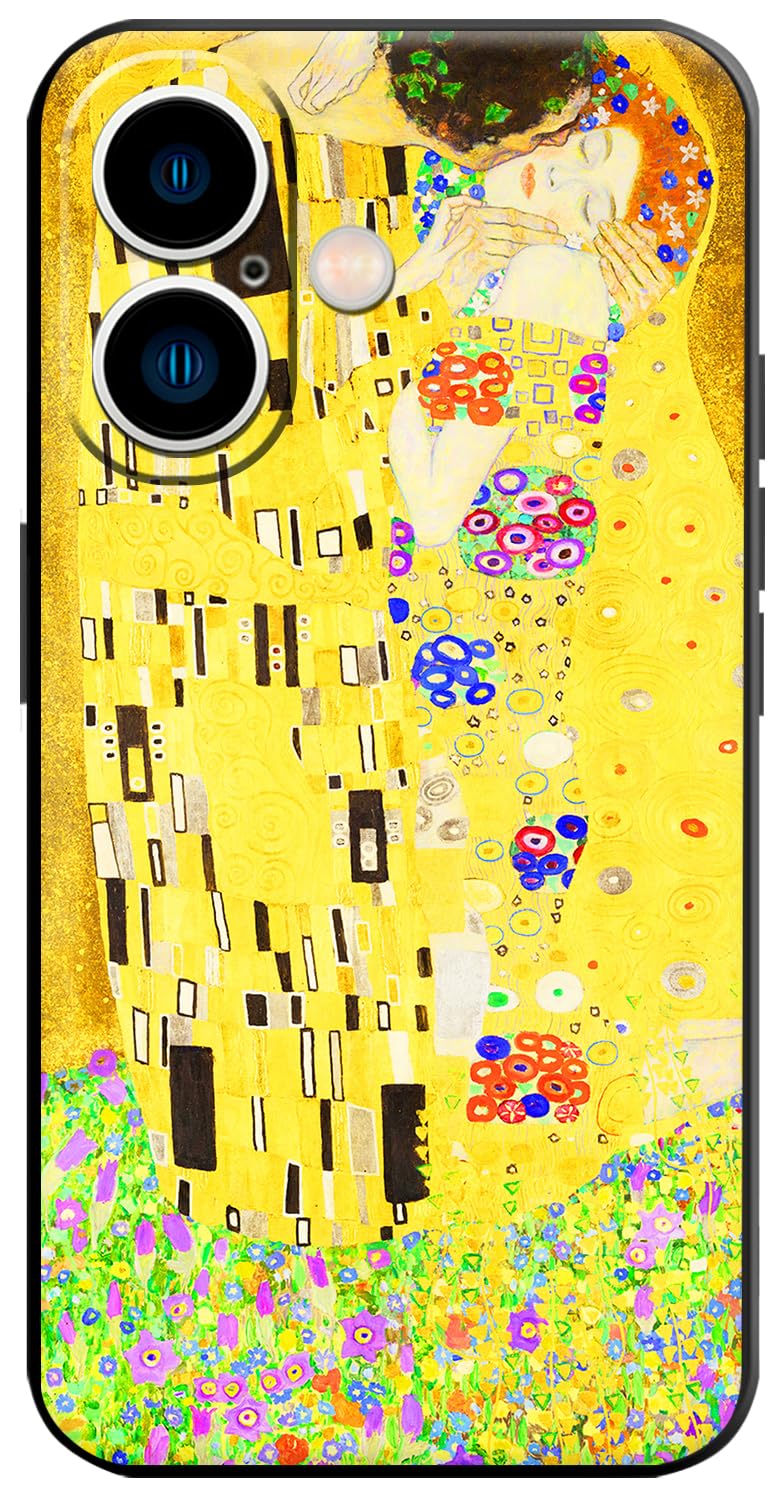 Photo 1 of Berkin Arts Compatible with iPhone 16 Plus Case Silicone Cover with Screen Protector Yellow Lightweight Blooming (Kiss by Gustav Klimt)
