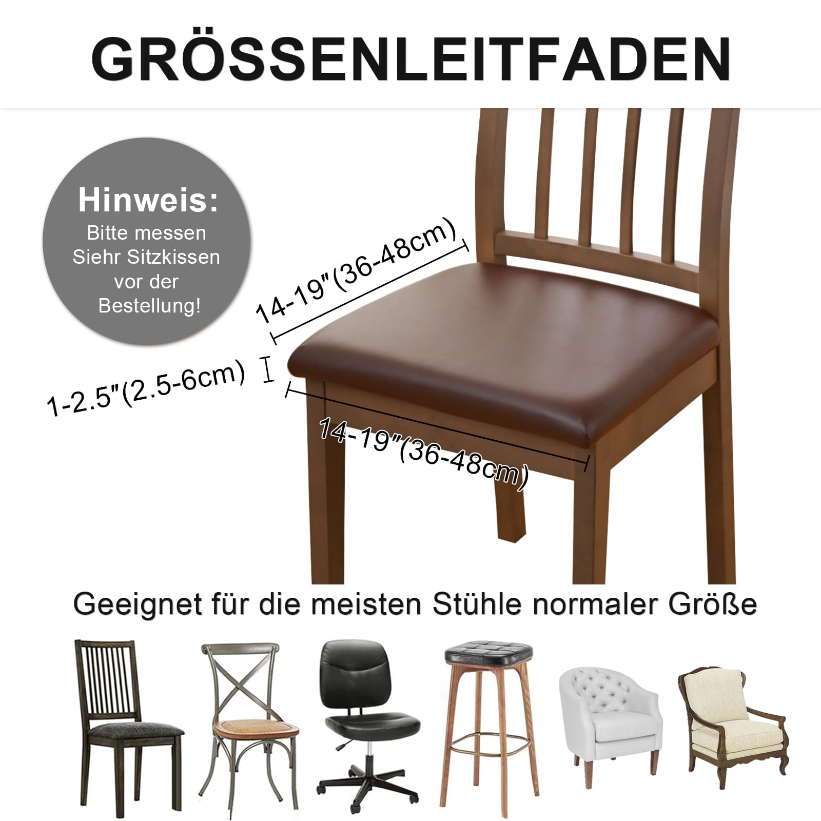 Alishomtll Set di 4/6 coprisedili in PU, in pelle stretch, impermeabili, rimovibili e lavabili, per sedie da pranzo, per sala da pranzo, cucina, matrimonio, giardino, ufficio (colore caffè, 6 pezzi)