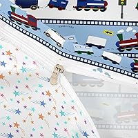 Vista 5 de Feelyou Juego de ropa de cama de tren para niños, niños, adolescentes, decoración de dormitorio, Choo-Choo, vías de ferrocarril, juego de funda