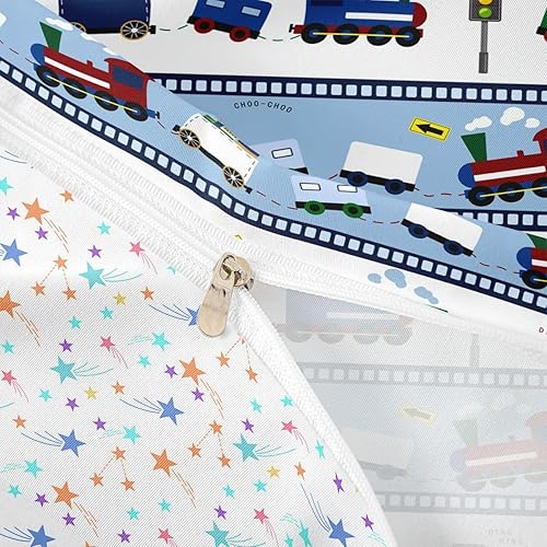 Miniatura 5 de Feelyou Juego de ropa de cama de tren para niños, niños, adolescentes, decoración de dormitorio, Choo-Choo, vías de ferrocarril, juego de funda de