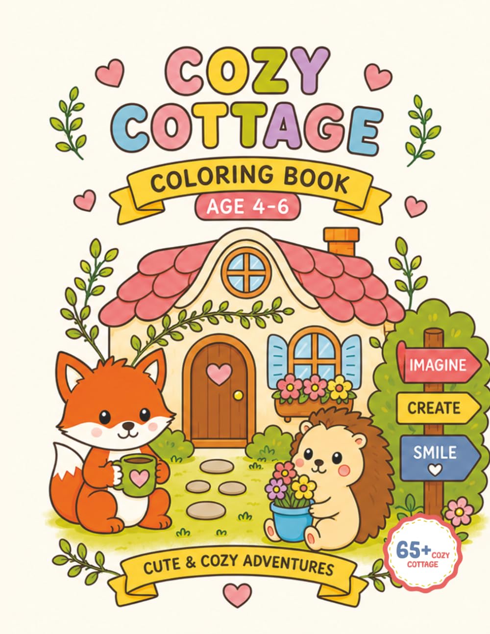 Cozy Cottage Adventures Coloring Book for Kids: Featuring Cute Cottages, Friendly Animals, Flowers, and Cozy Gardens