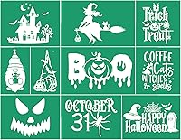 Vista 17 de JAJADO Plantillas de pantalla de seda de otoño, juego de pintura de pasta de tiza de Halloween, 23 piezas, transferencia de pantalla de seda