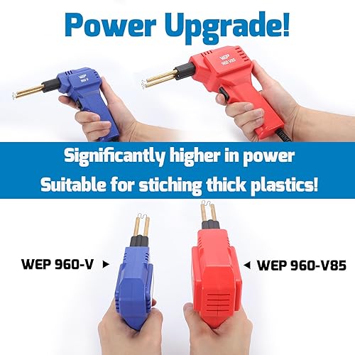 Miniatura 5 de WEP 960-V85 - Kit de soldador de plástico de alta potencia con luces LED con 200 grapas calientes y alicates para soldadura de plástico grueso para