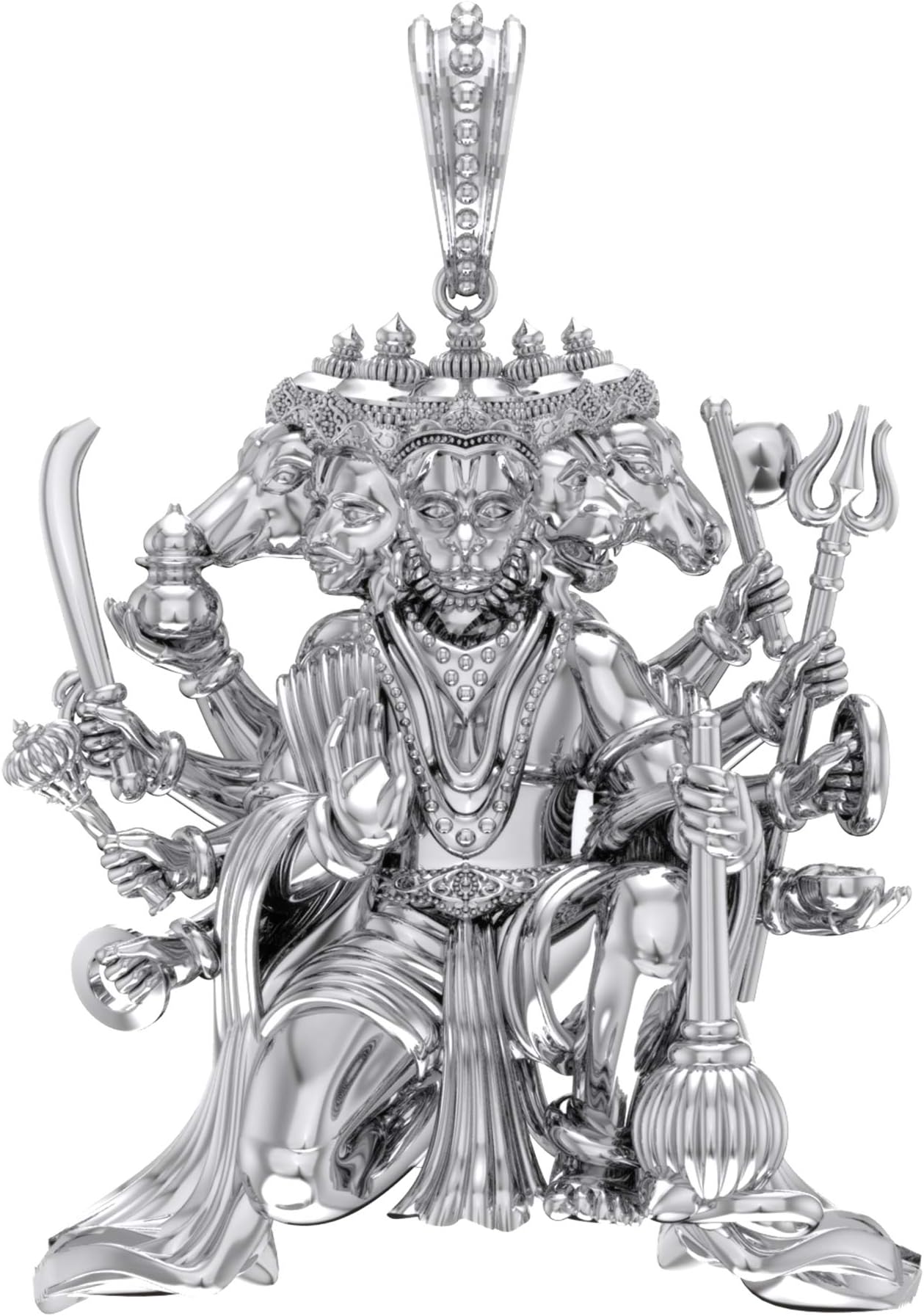 Sterling Silver (92.5% purity) God Panchmukhi Hanuman Ji Locket for Men & Women Pure Silver Lord Panchmukhi Hanuman Ji (Big Size) Pendant for Good Health & Wealth