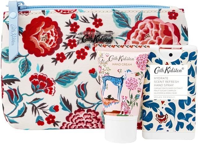 Cath Kidston Artist Kingdom Cosmetic Pouch Beauty Gift Set | 30ml Hand Cream & 15ml Hand Spray | Cruelty Free & Vegan Friendly | Travel Friendly Sizes | 3 x 30ml