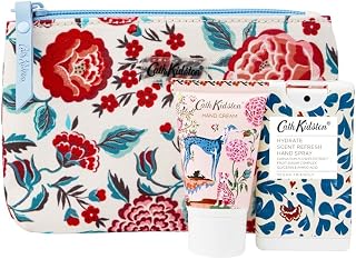 Cath Kidston Artist Kingdom Cosmetic Pouch Beauty Gift Set | 30ml Hand Cream & 15ml Hand Spray | Cruelty Free & Vegan Friendly | Travel Friendly Sizes | 3 x 30ml