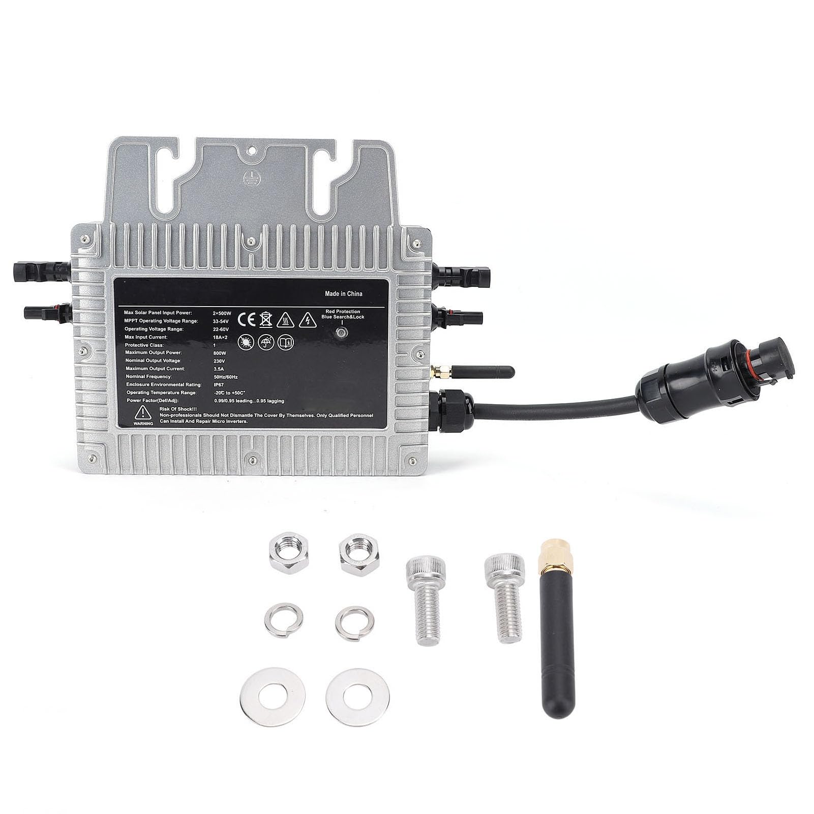 HEEPDD 800-W-Solar-Grid-Tie-Mikro-Wechselrichter mit MPPT, Reiner Sinuswelle, IP67 Wasserdicht, WLAN-Überwachung, Aluminiumlegierung