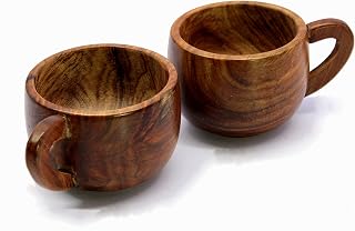 KLEO Tazas de té y café de madera, 2 unidades, 200 ml aprox. - Madera - 4 pulgadas de diámetro - marrón