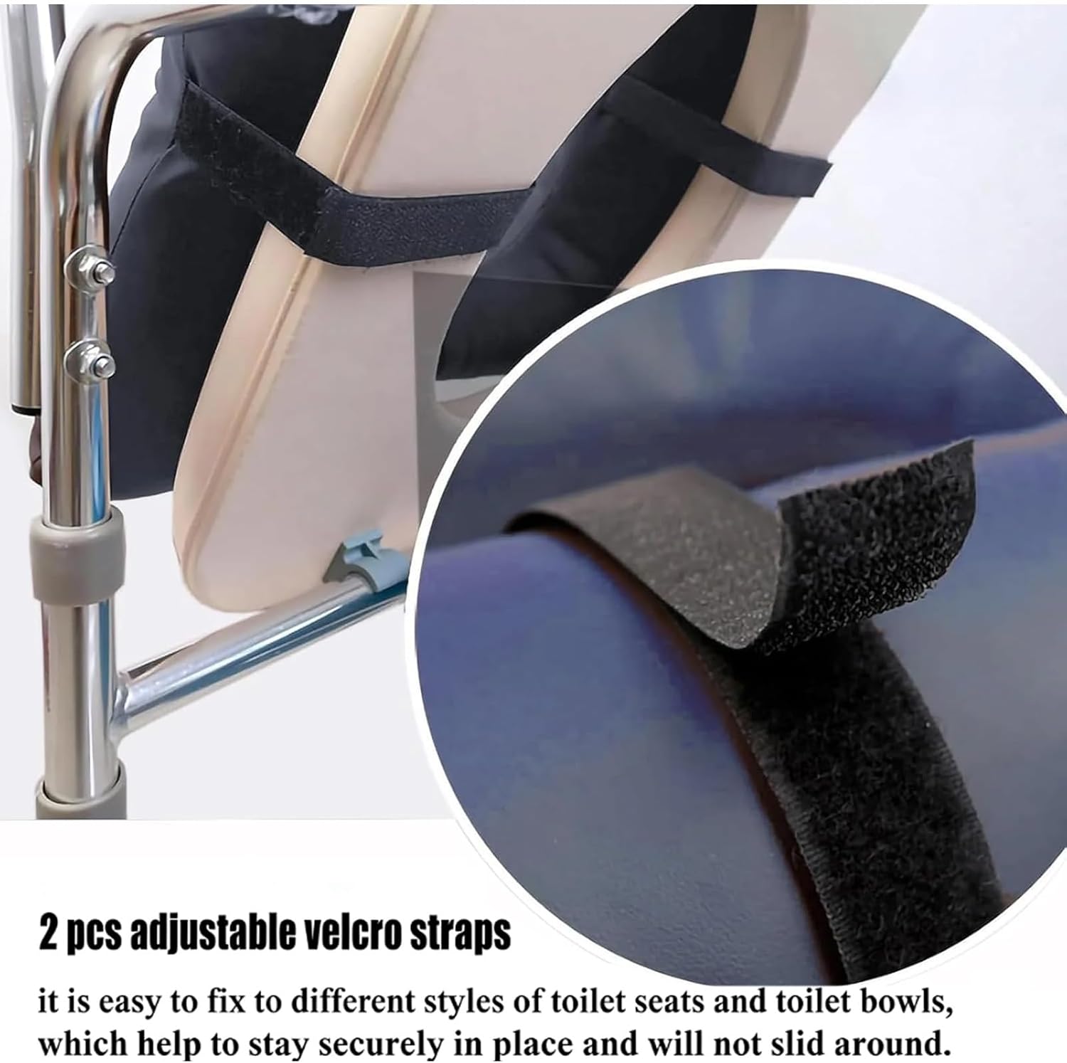Bedside Commode Cushion, Soft Padded Toilet Seat with Fixing Straps, Waterproof PU Leather Pad for Seniors Elderly, Universal Fit Shower Seat Cushion for Commode Chair Toilet Seat (Blue)
