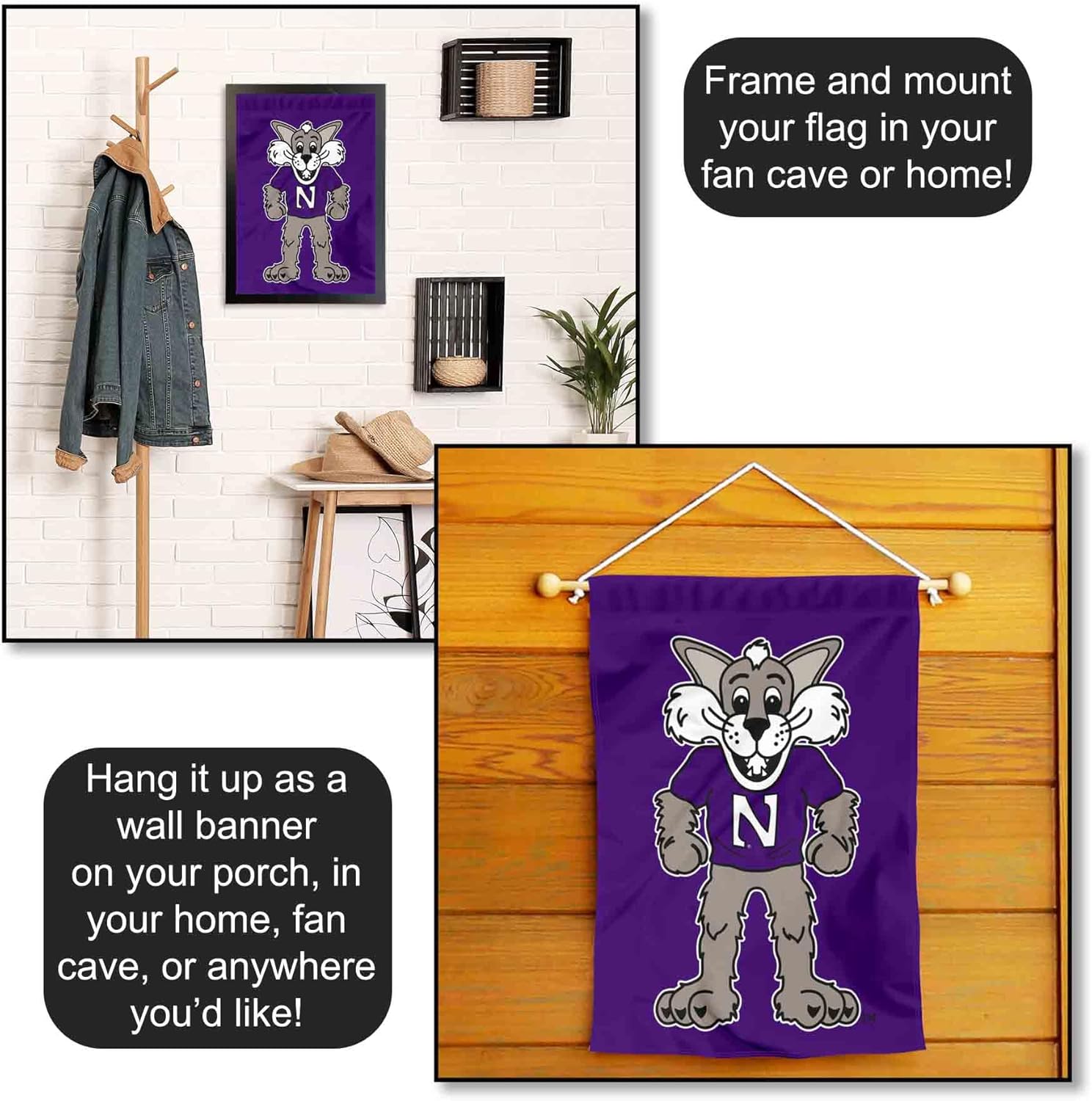 Northwestern Wildcats Willie the Wildcat Garden Flag - Image 5
