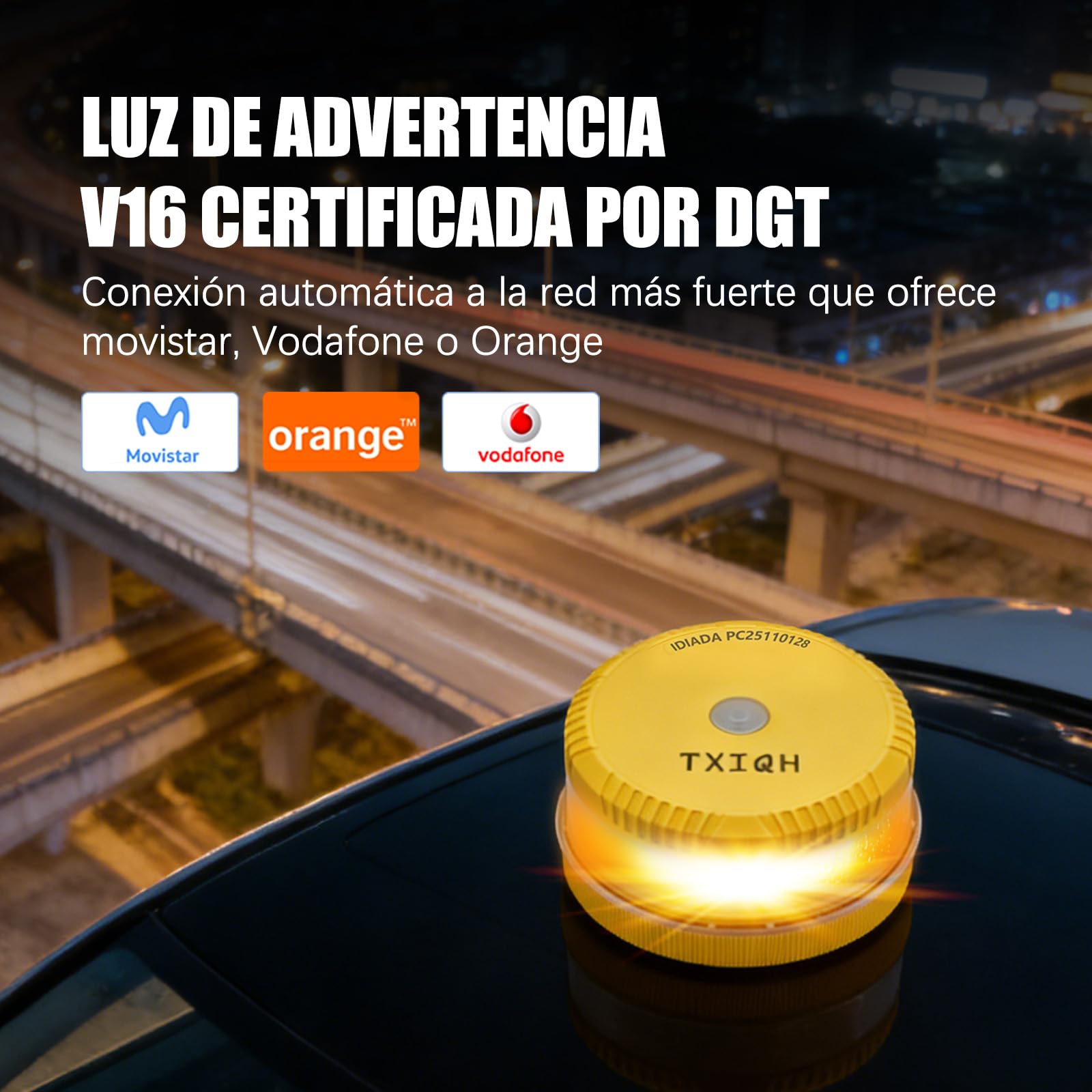 Baliza V16 Homologada DGT 3.0, Luces Emergencia Coche DGT, Ndice de Protección IP54, NB-IOT con Funcionalidad de Geolocalización, Base Imantada (2 PCS)