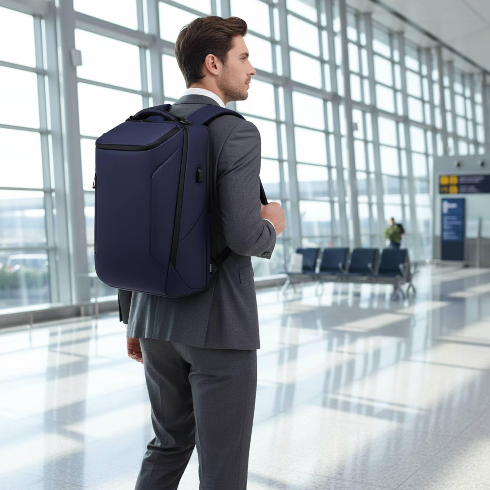 Amagogo Mochila para Portátil Mochila de Negocios Mochila Ejecutiva Bolsa para Compartimento Acolchado y Puerto USB Adecuada para Oficina Desplazamientos, Negro, Negro, 19
