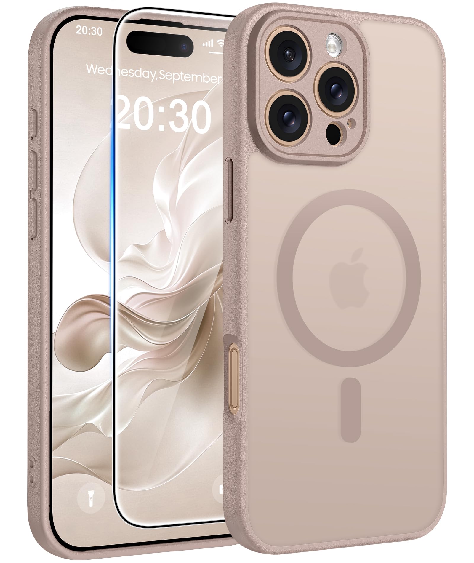 FNTCASE for iPhone 16 Pro-Max Case: Translucent Desert Gold Fit for MagSafe