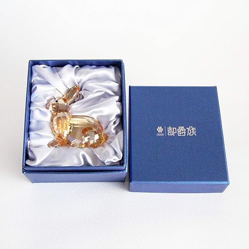 Vista 5 de Figura coleccionable de conejo de cristal, linda figura, regalos de cumpleaños, decoración del hogar (azul)