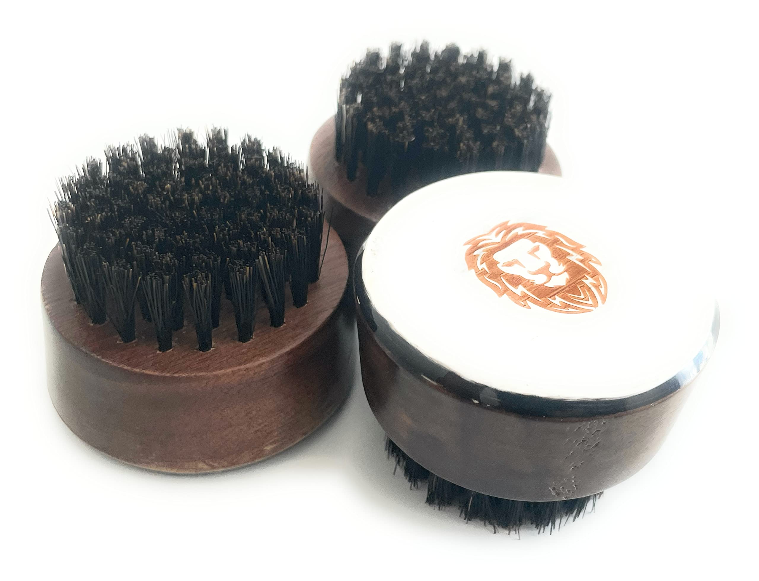 Premium Handmade Round Oxhorn Medium sztywne naturalne włosie dzika męska podróżna szczotka do pielęgnacji brody i włosów