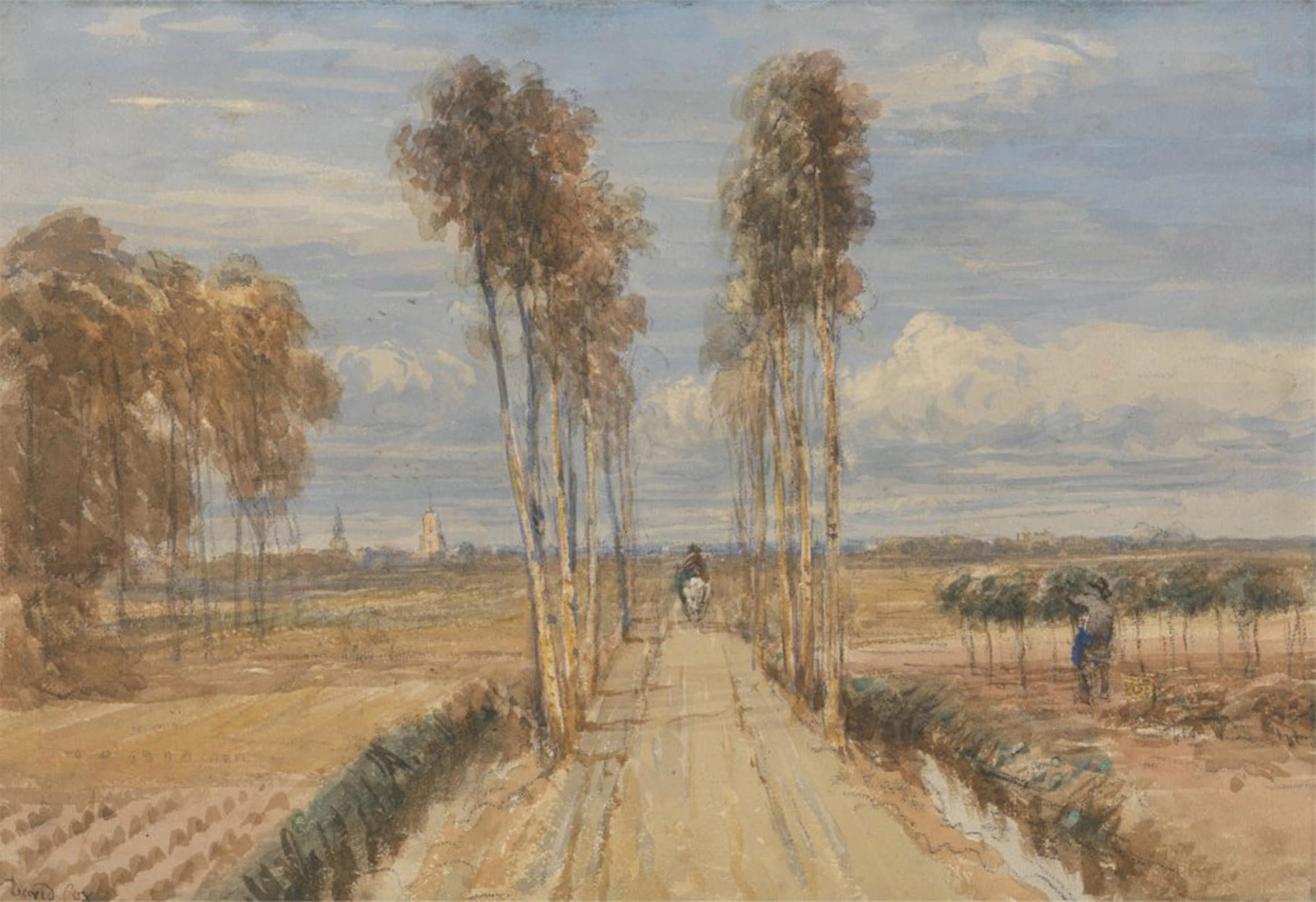 RZHRHJES Retro Picture Portrait Oil Painting Modern Wall Artwork the Poplar Avenuehobbema by David Cox Canvas Poster for Home Decor 60x90cm