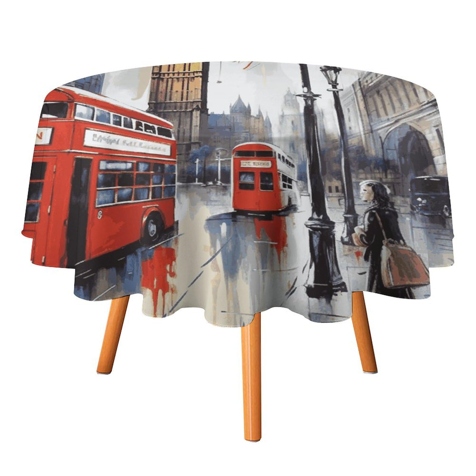 Nappe ronde imprimé Londres pour vos repas en terrasse et fêtes de jardin