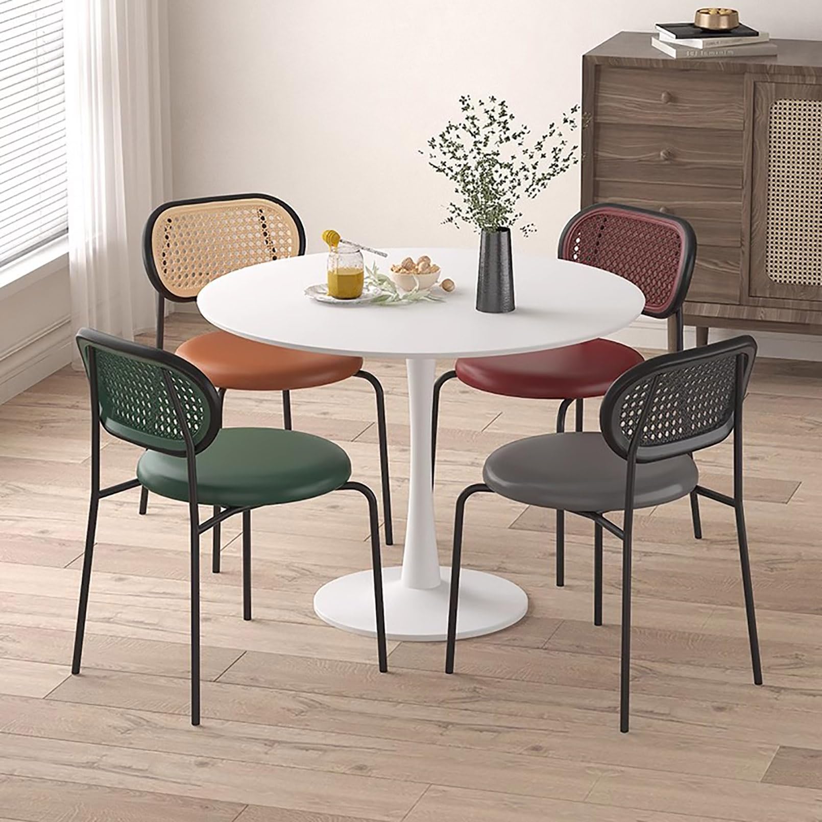 Sedia da pranzo in similpelle (6 pezzi), sedia da salotto in rattan, sedia ergonomica leggera con