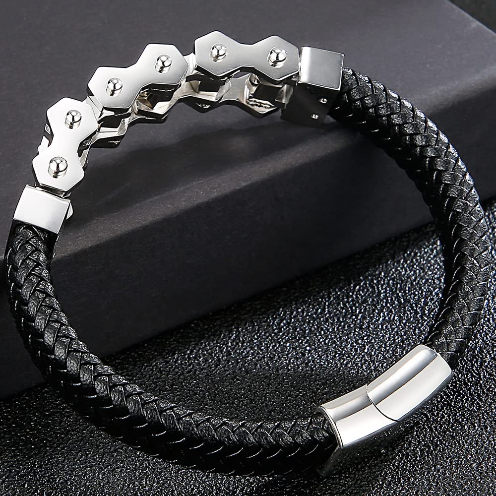 Armbänder Herren Armband Geschenk Armreif Männer Biker Motorrad Fahrrad Kette Armband Männer Geflochtenes Leder Manschette Armreif