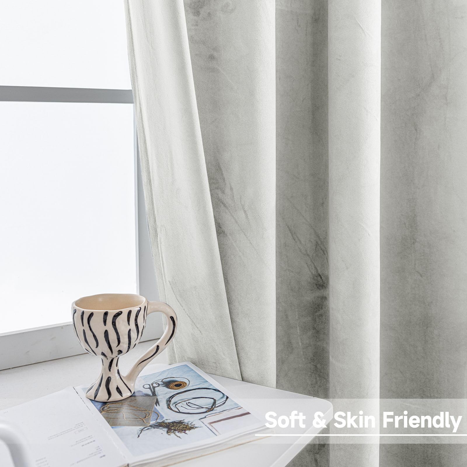 Ystyle Velvet Curtains, Thermal Curtain, Cold Protection, Opaque Curtains with Eyelets, Blackout Curtain, Thermal Curtain - Image 4