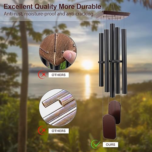 Miniatura 4 de Campanillas de viento extragrandes para tono profundo exterior, melodía calmante afinada al aire libre, carillón de viento grande de 48 pulgadas,